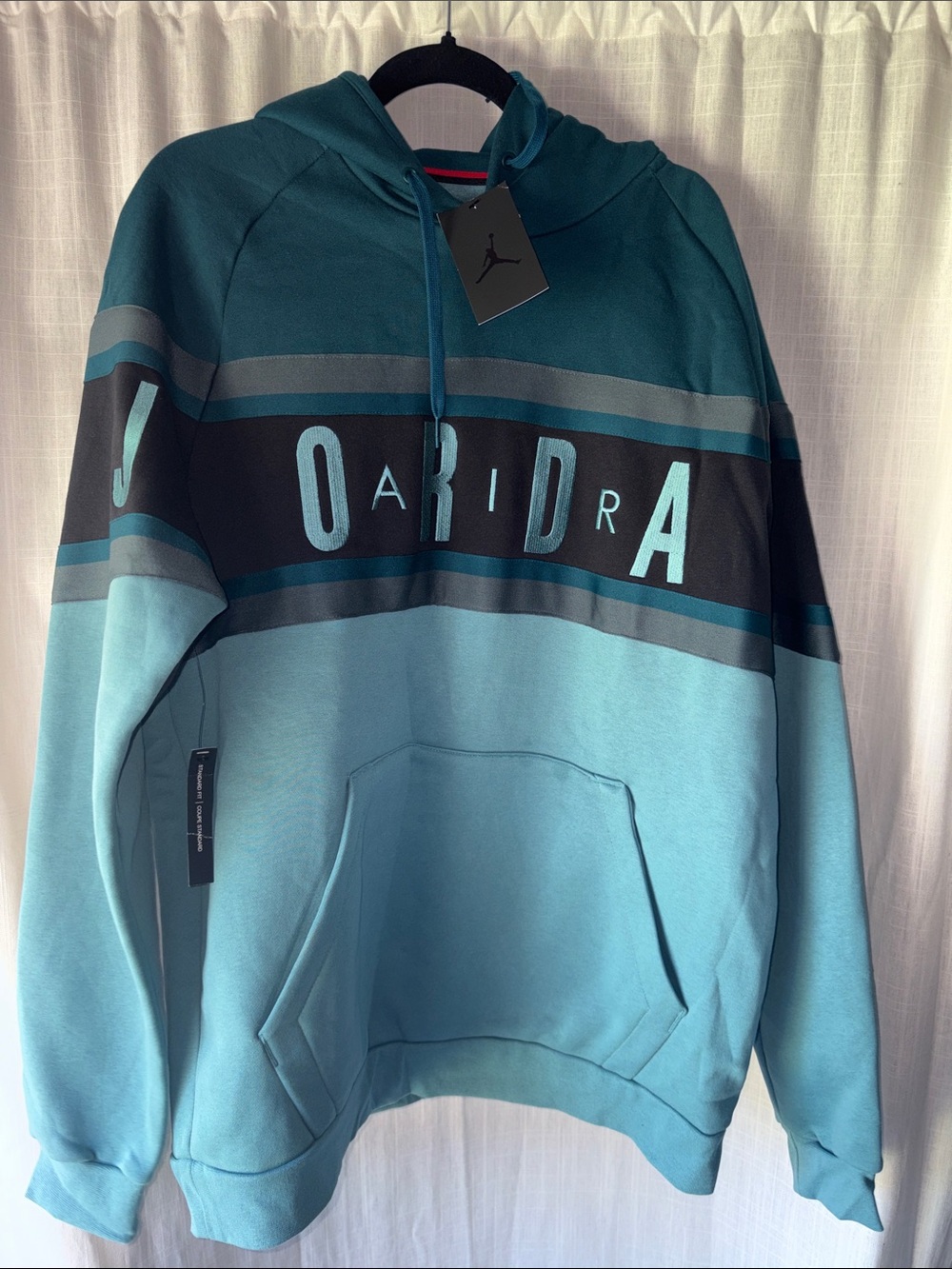Jordan Teal and Light Teal Colorblock Pullover Hoodie
